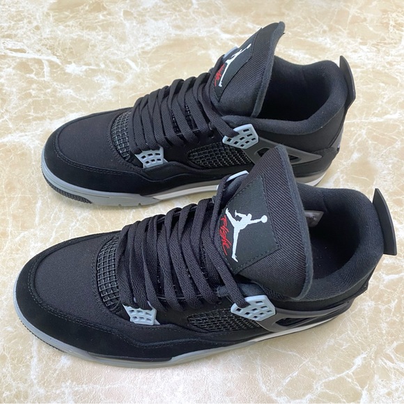 Jordan 4 Retro Black Canvas -Men’s Sneakers Shoes -Versatile Streetwear - Picture 3 of 10